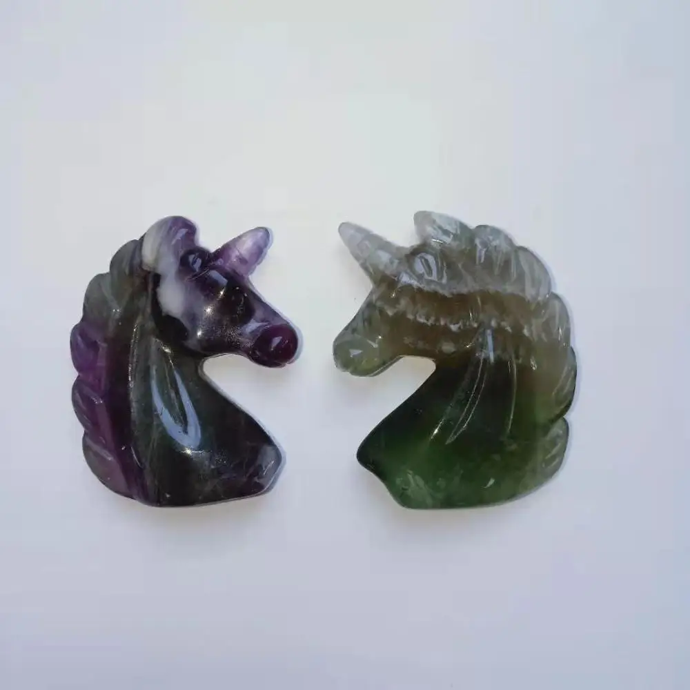 Colorful Fluorite High Quality 2.5inches Various Gemstone Unicorns Shape Crystal Cute Animal Hand Polished Feng Shui For Gift& Home Decor WYQ - Цвет: Colorful Fluorite