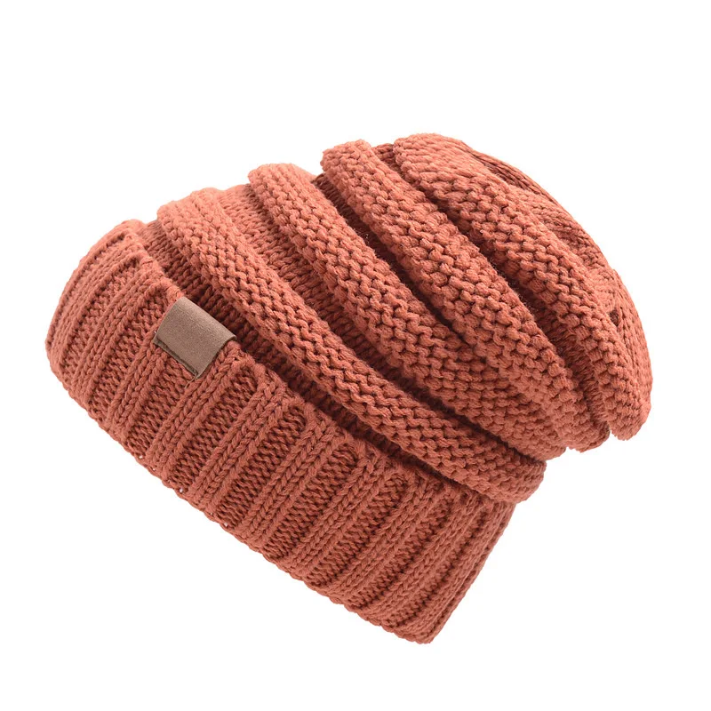 Rust Red Новинка,, Европейский и американский стиль, Осень-зима, AliExpress, маркировка CC, вязаная шерстяная шапка, набор головных уборов, уличная шапка - Цвет: Rust Red
