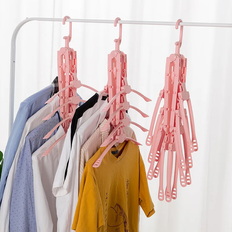 Folding Clothes Hangers Multifunction Anti slip Rotating Magic Wardrobe