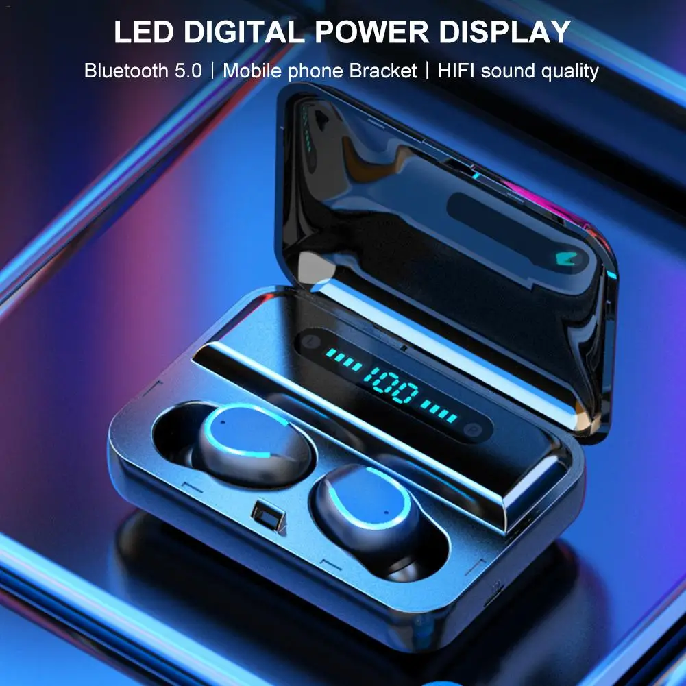 

Wireless Earphone Bluetooth V5.0 F9 TWS Wireless Bluetooth Headphone LED Display With 2000mAh Power Bank Headset With Microphone