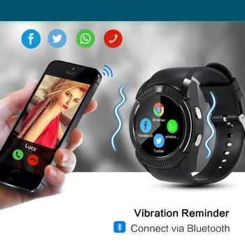 

V8 Smart Watch Bluetooth Touch Screen for Android Fashion Sports Men and Women Smartwatch with Camera SIM Card Slot Watch 2g