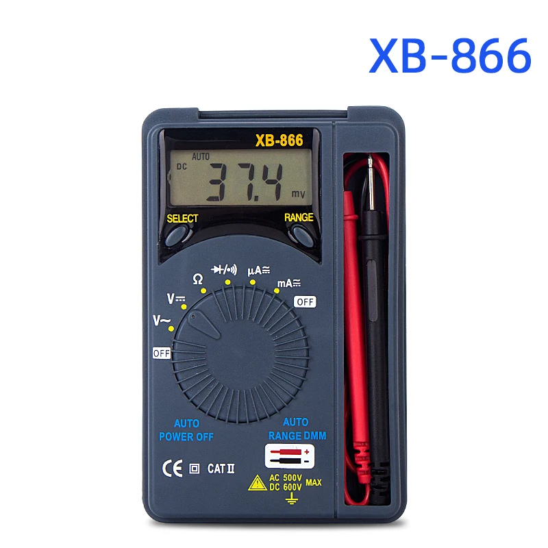 

Mini pocket Multimeter digital professional AC/DC voltmeter digital ammeter continuity test with multimeter test leads