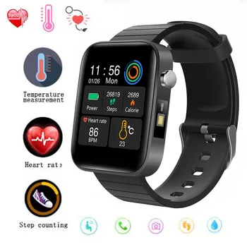 

New T68 Smart Watch Men Body Temperature Measure Heart Rate Blood Pressure Oxygen Bracelet Call Reminder Smart Watch Black Pink