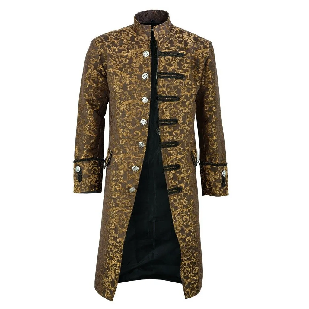 Для мужчин кнопка пальто, длинная куртка в стиле стимпанк Винтаж фрак Для мужчин s куртка в готическом стиле Frock форма пальто мужской плюс Размеры jaqueta