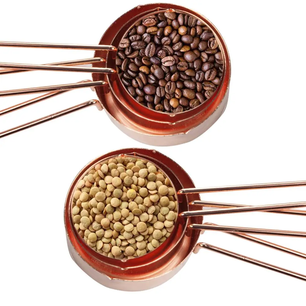 10pcs Measuring Spoons Stainless Steel Measuring Cup Rose Gold Measure Cup Kitchen Measuring Tools Liquid Powder Coffee Scoop