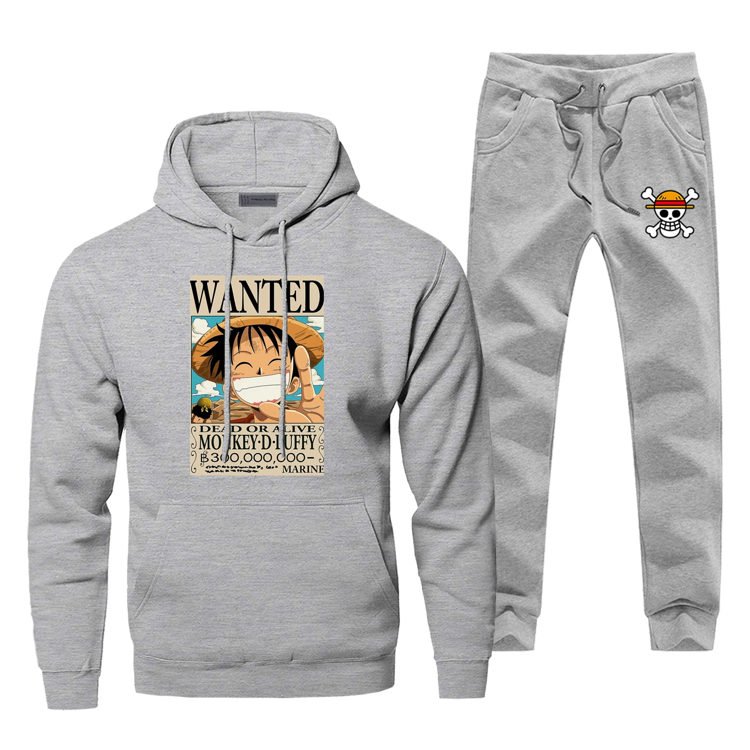 

Hoodie One Piece Luffy Pants Set Men Sweatshirt Male Skull Anime Hoodies Sweatshirts Mens Sets Two Piece Pant Pullover Hood Coat