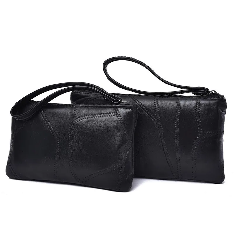 

Sheepskin Handbag Korean-style Fashion Genuine Leather Joint Phone Coin Purse Soft Leather Handbag Factory Direct Selling a Gene