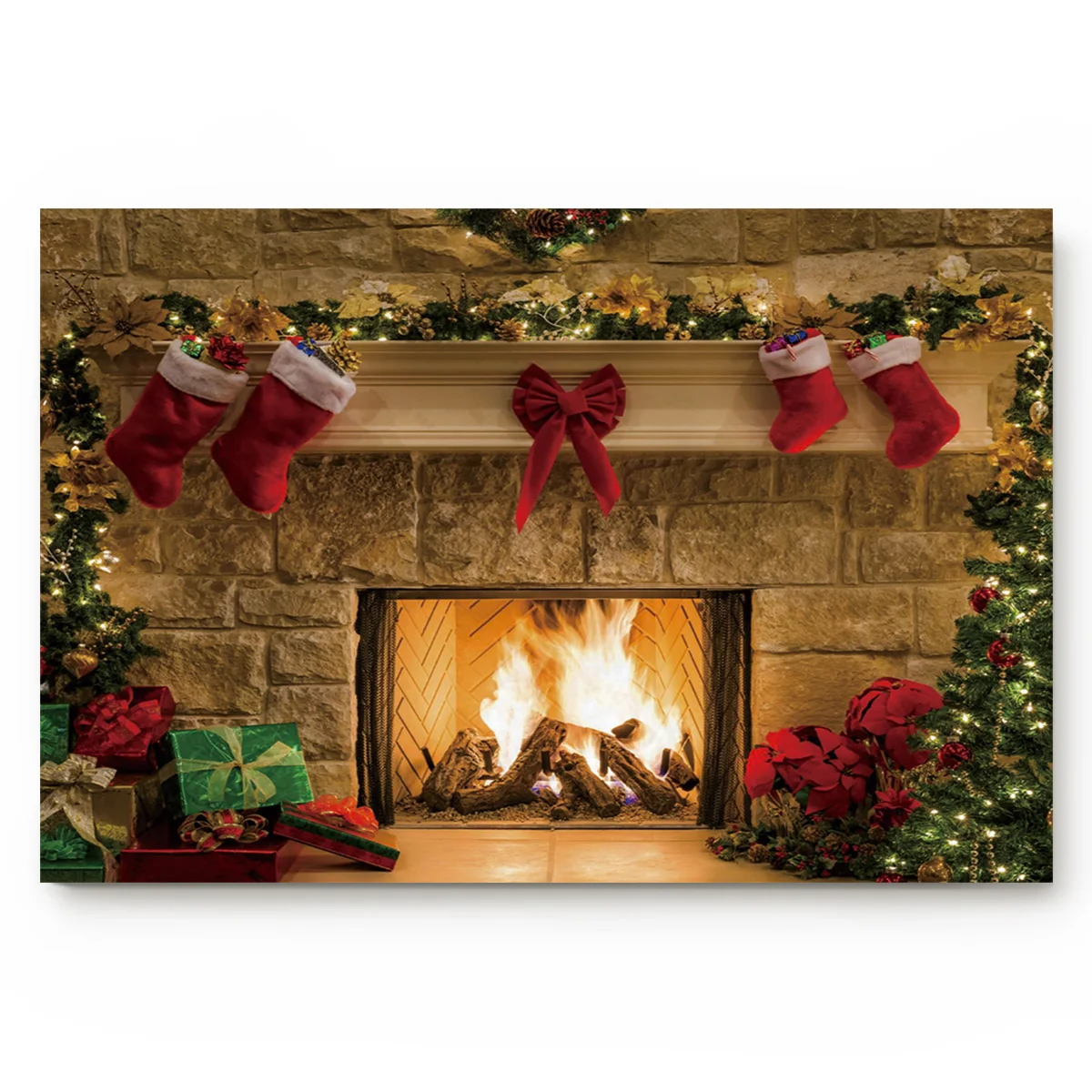 

Merry Christams Fireplace Bath Rugs Christmas Doormat Non-Slip Door Mat Carpet Bathroom Accessories Customizable