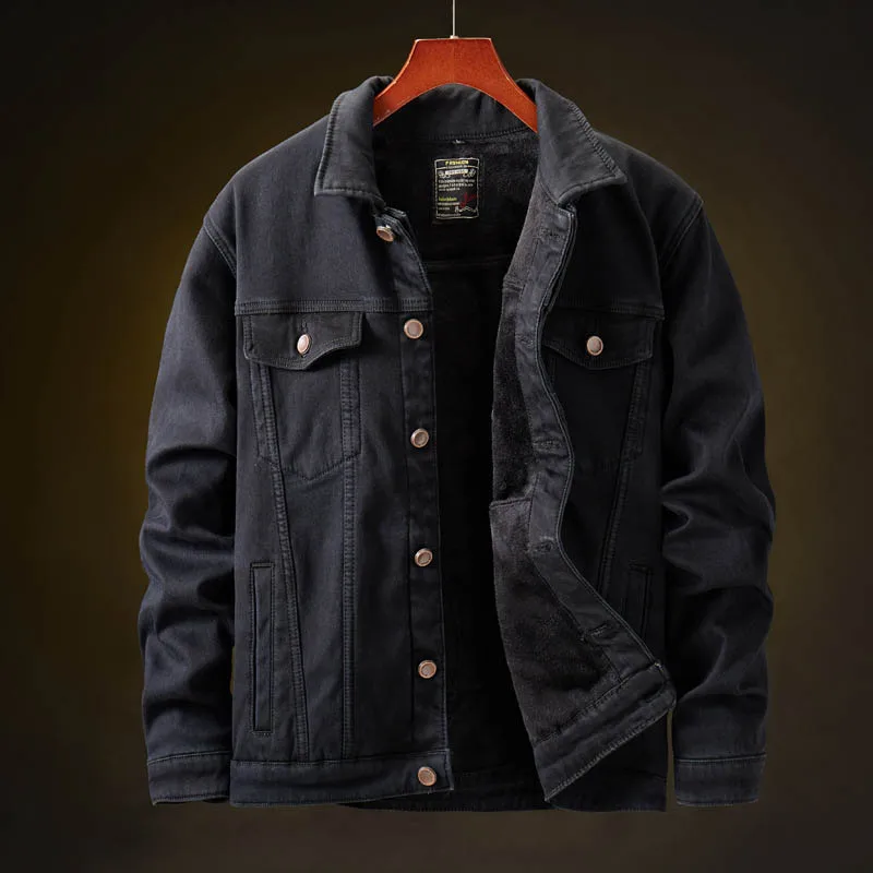 Men Winter Warm Denim Jackets And Coats Fleece Lined Thick Jeans Jackets Outwear For Male Thermal Size M-5XL (6)