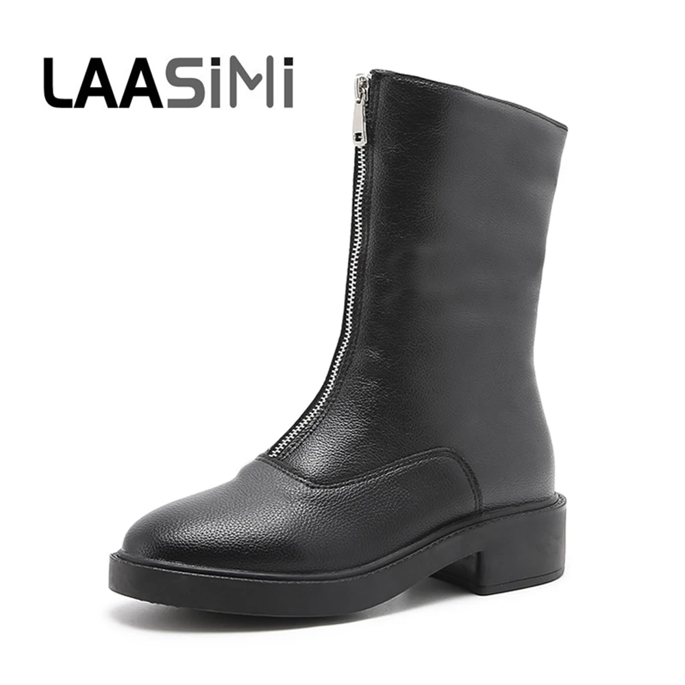 

LAASIMI Autumn Women Ankle Boots Casual Warm Fur Women Boots Black White Winter Shoes Woman Booties Female Shoes Plus Size 43