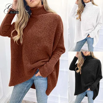

Gold Hands Winter 2019 Fashion Women Sweaters Turtleneck Batwing Sleeve Jumper Tops Female Loose Knitted Sweater Women Clothing