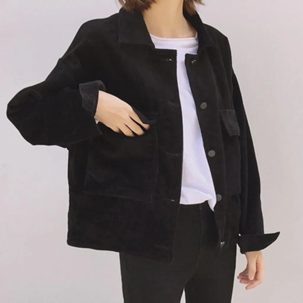 low cost  Coat 2019TOP Hot Fashion Women Corduroy Jacket Top Shirt Coat Casual Vintage Loose Baseball uniform