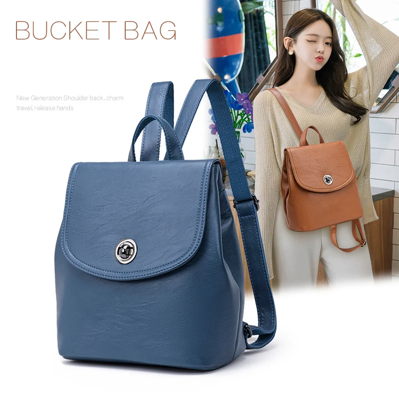Atmosphere Women's Bag Fashionable Texture Backpack Solid Color Travel Bag Leisure Small Backpack Fashion Student Schoolbag