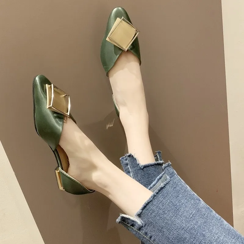 

Summer Women Flats Shoes Elegant Pointed Toe Slip on Hollow Non-slip Loafers Female Shallow Student Slippers Dress Shoes J15-66
