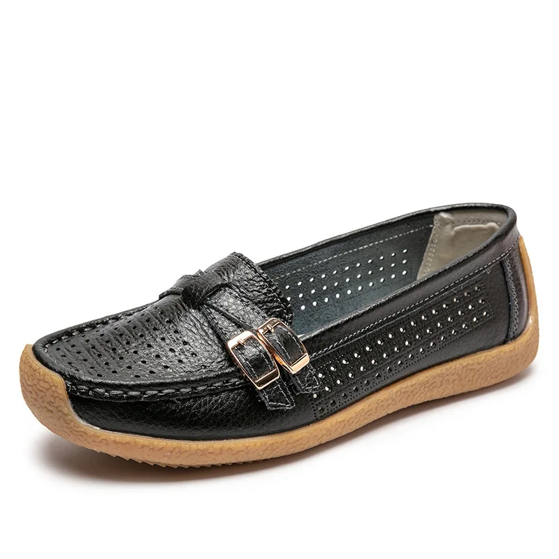 2024 spring shoes Woman Genuine Leather Women Shoes Flats Colors footwear Loafers Slip On Women's Flat Shoes Lady Driving Shoes