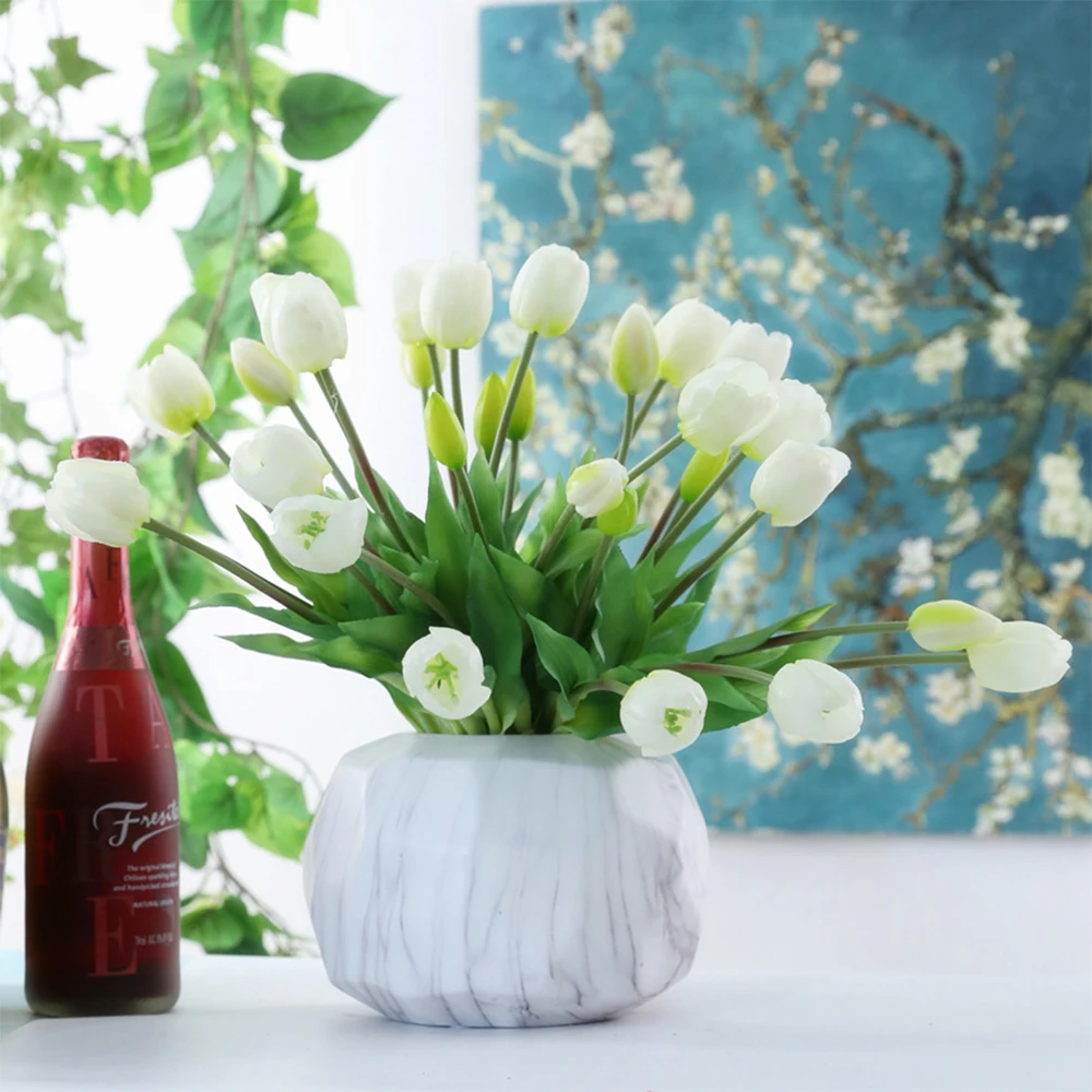 5Pcs bunch Artificial Tulips Flower For Home Wedding Decoration Bride Hand Flowers Real Touch Soft Silicone Tulip flores Decor 2