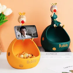 Modern Bowknot Girl Figurines Round Ball Storage Box Bubble Gum Girls Sculpture Phone Bracket support Table Décor Desk Storage
