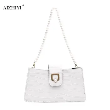 

Casual Alligator Pattern PU Women Handbag Pearl Chain Underarm Shoulder Bag