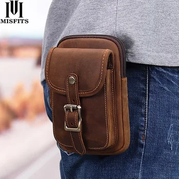 

Genuine leather waist packs men vintage travel fanny pack with passport holder belt phone bag for Man small hook bum bag