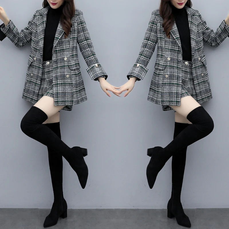Wollen Tweedelige Korte Set Voor Vrouwen Plaid Tweedelige Set Vrouwen 2 Delige Set Top En Broek Ol Vrouwen's Suit Conjunto Feminino Wollen Tweedelige Korte Set Voor Vrouwen Plaid Tweedelige Set Vrouwen 2 Delige Set Top En Broek Ol Vrouwen's Suit Conjunto Feminino