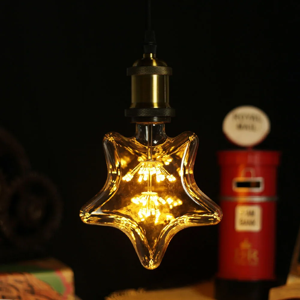 

Edison Bulb Five-pointed Star Stars LED Vintage Star Fireworks Warm Yellow Holiday Decorative Light Bulb E27