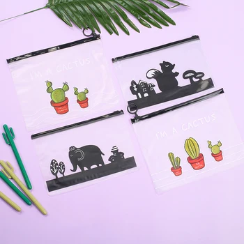 

4pcs/set Mixed Color Kawaii Unicorn Pencil Case Pen Bag Cute Animal Pouch Sakura Cactus Pink Panther Dinosaur School Stationery