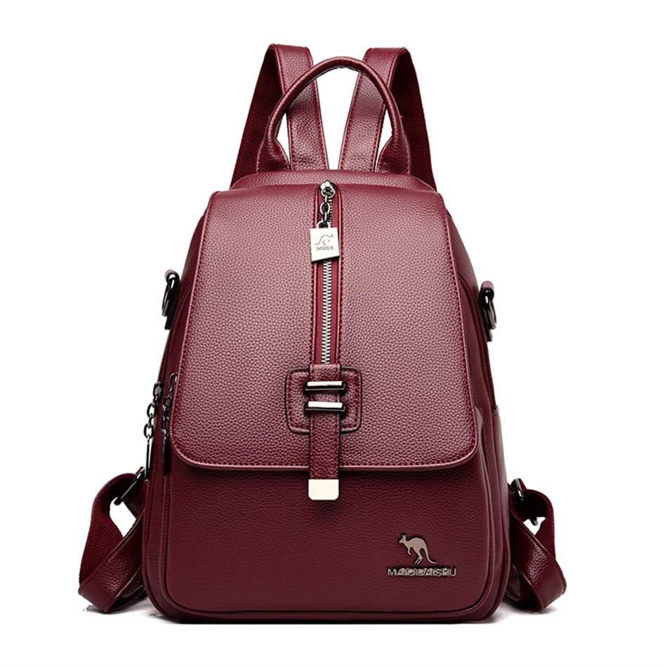 Luxury Designer Women Backpack High Quality Soft Leather Shoulder Bag Fashion School Bags Multifunction Rucksack Top-handle Bag 