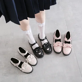 

Harajuku Lolita kawaii Women's Shoes Autumn New Single shoes Cute Student Soft sister Small Fresh Bowknot Small Shoes Cosplay