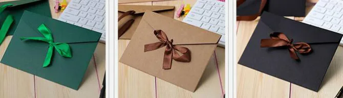 10pcs/lot Blank Paper Envelope With Ribbon 6 Color to be Choose Gift Envelopes 19110901