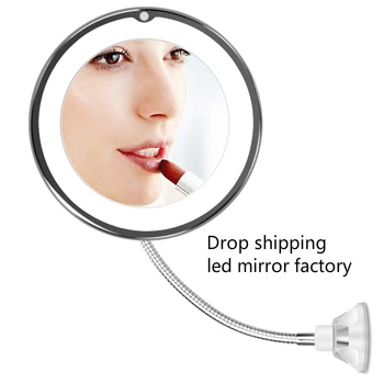 

Dropshipping LED Mirror Makeup Mirror with Led Light Vanity Mirrors Rotating Cosmetic Miroir 10X Magnifying Mirrors Light Espejo