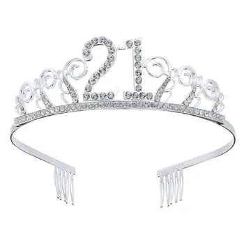 

Birthday Crystal Rhinestone Tiara Queen Princess Crowns Prom Headband Hair Combs Pin For 21st Birthday Party Favor
