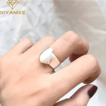 

XIYANIKE Minimalist 925 Sterling Silver Smooth Rings for Women Couples New Fashion Irregular Geometric Party Jewelry Gifts