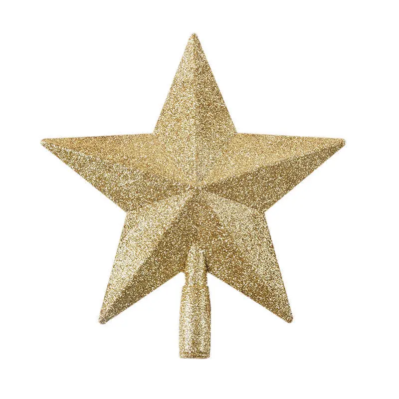 thumbnail image 1 of Adornos de estrella para la copa del árbol de Navidad, polvo dorado brillante, estrella de cinco puntas, adorno de Año Nuevo, adornos navideños, 1 of 5