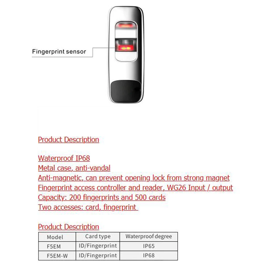 IP68 Водонепроницаемый отпечатков пальцев Система контроля доступа Rfid контроллер