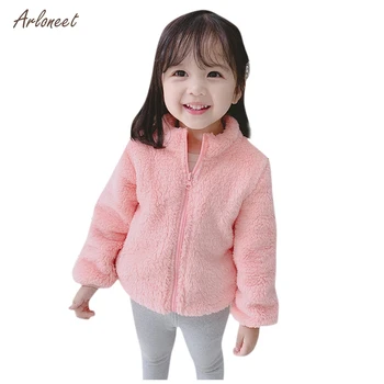 

AROMEET Winter Baby Girls JacketS Cute Zipper Solid Thick Hooded Coat Warm Outwear girls autumn jacket veste enfant fille 2019