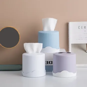 

1Pcs Round Tissue Storage Boxes Roll Paper Tissue Holder Practical Napkin Box Minimalist Tissue Storage Box Blue White Purple