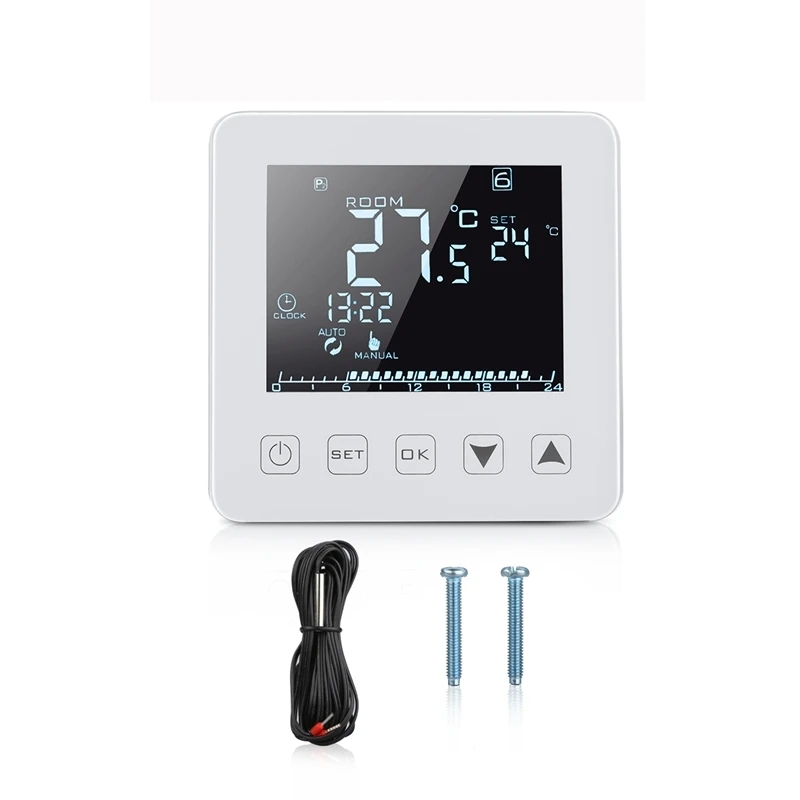 Speaker Control HY08WE-2 Electric Heating Thermostat Digital Thermometer LCD Display Black With WIFI Function Floor Heating Film