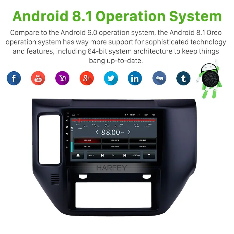 Flash Deal Harfey Android 8.1 9 inch HD Touchscreen GPS car Radio for 2011 2012-2015 Nissan Patrol with Bluetooth WIFI support Carplay SWC 2