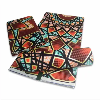 

Golden Ankara African Printed wax Fabric, Block Wax Print Fabrics with Gold line layer surface for african wedding dresses