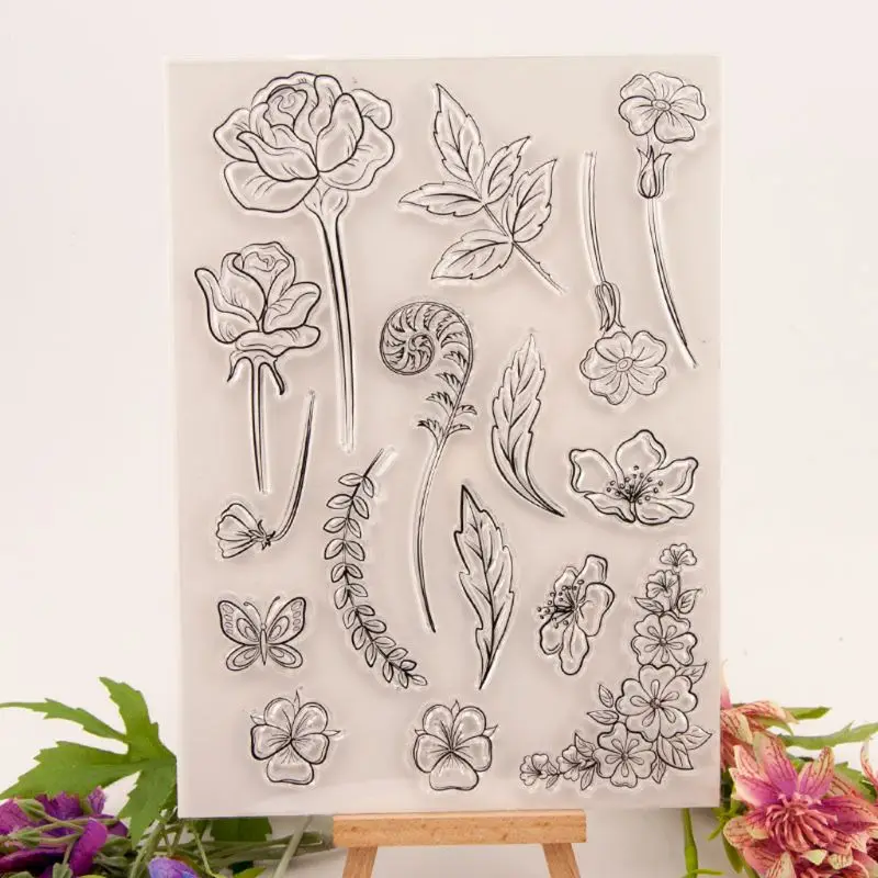 

Leaf Flowers Butterfly Silicone Clear Seal Stamp DIY Scrapbooking Embossing Photo Album Decorative Paper Card Craft Art Handmade