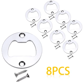 

8pieces 40mm Bottle Opener Beer Bottle Opener Inserts with Screws Chrome Iron DIY Wine Soda Cap Catcher Kitchen Accessories