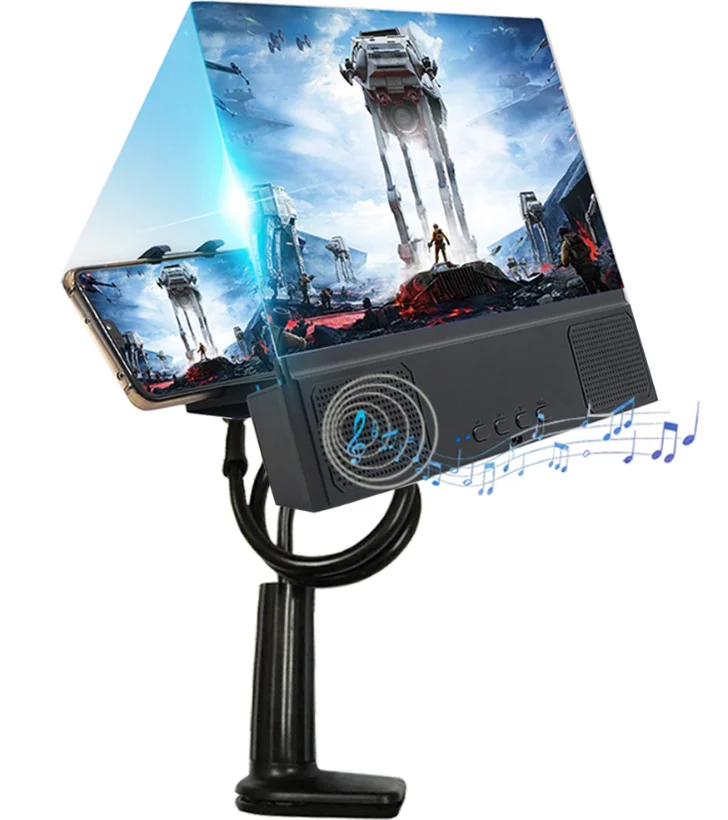 12 дюймов 5D увеличительное стекло для мобильного телефона с Bluetooth динамиком 3X HD Акриловая линза ABS рамка настольная Лупа