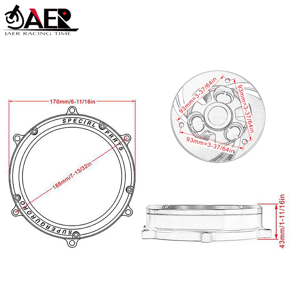 JAER CNC Racing Прозрачная крышка сцепления и пружинное кольцо фиксатора для Ducati Panigale 959 1199 1299 также S и R 2012- модели