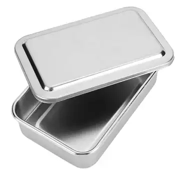 

6inch Cleaning Box 304 Stainless Steel Instrument Storage Tray Cleaning Box with Lid Pill Medicine Holder Pill Cases Splitters