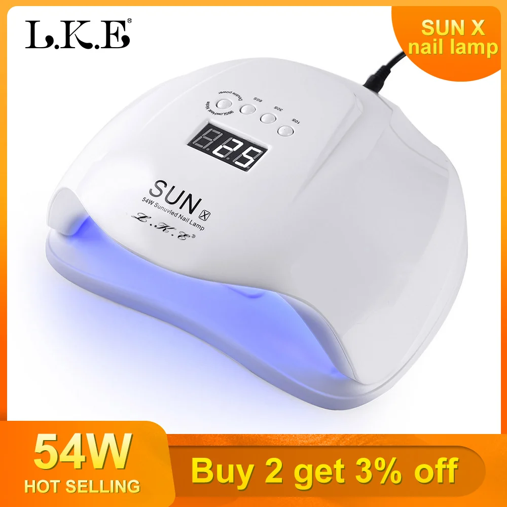 Billig LKE Nagel Trockner 54W FÜHRTE UV Nagel Lampe Trocknen UV Gel Polnischen mit 30 s 60 s Taste timer Licht 36 LEDs Dual Maniküre Nail art Lampe