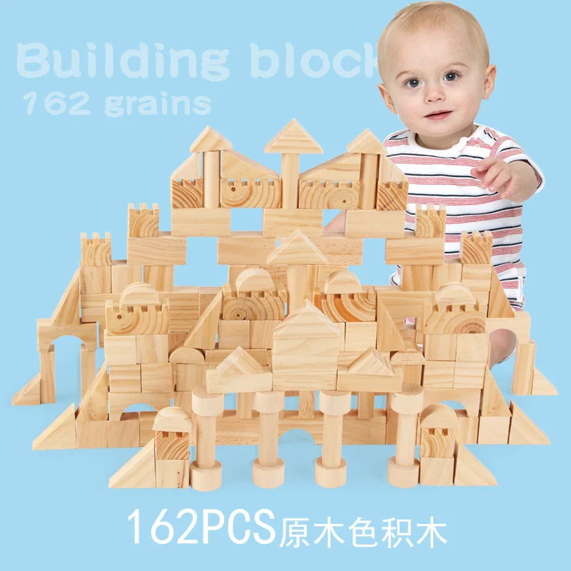 

Children'S Educational Wooden Building Blocks 162 Grain Wood Color Educational Building Blocks Infants Children Baby Early Child