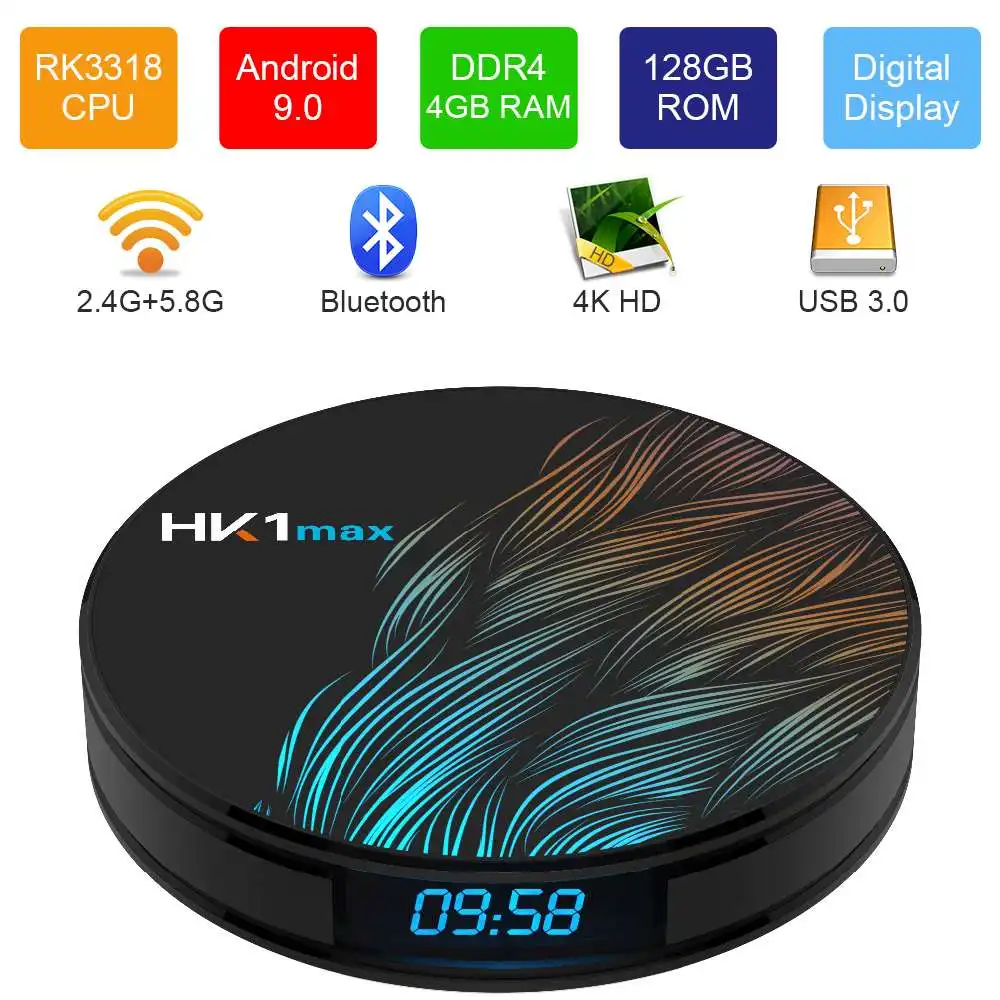 HK1 Max Android Smart TV BOX Android 9.0 RK3318 4GB RAM 128GB ROM 5G WIFI bluetooth 4.0 4K TV Set-Top-Box receiver Media player