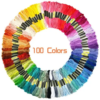 

100 Color Multicolor Cross Stitch Threads Cotton Thread for Cross Stitch Cotton Embroidery Thread Floss Sewing Skeins Craft