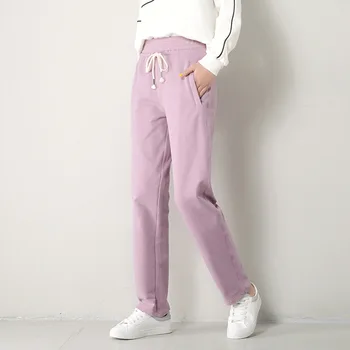 

Spring and Autumn Sports Women's trousers Straight Thin section Cotton Thin Pocket Zipper Loose Casual Student Pants AK18061