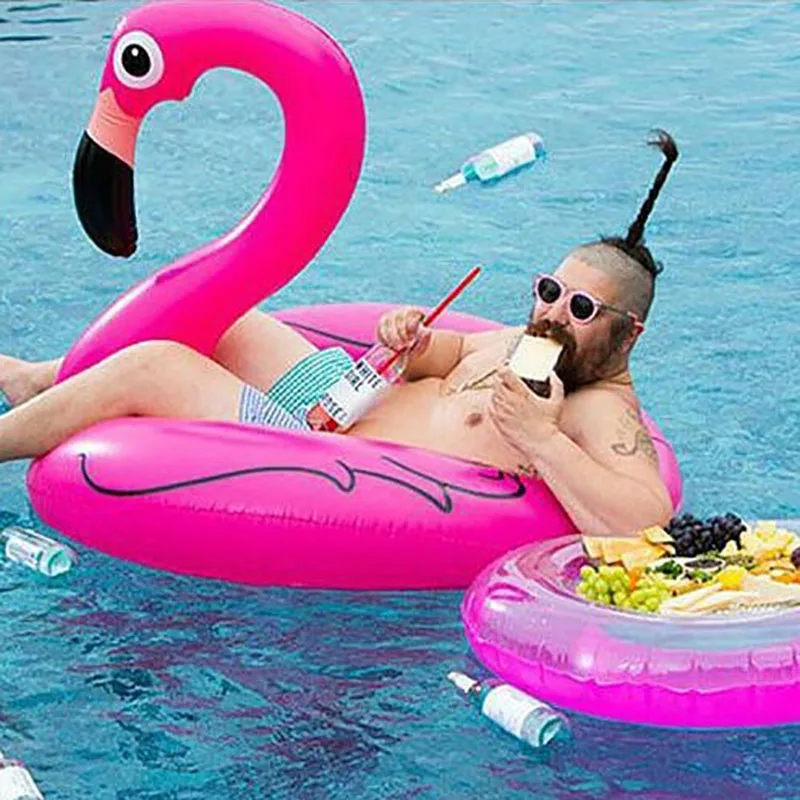 

120cm inflatable flamingo swimming circle water supplies riding toy swan life buoy